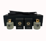 Double Oud Luxury Reed Diffuser Gift Set - Rose and Oud 50ml, Oud and Amber 50ml